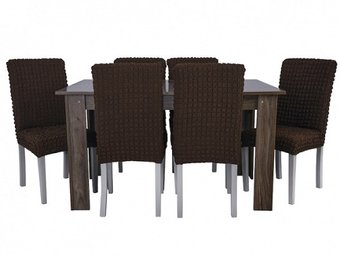 Комплект чехлов на стулья без оборки 6 штук (темно-коричневый)