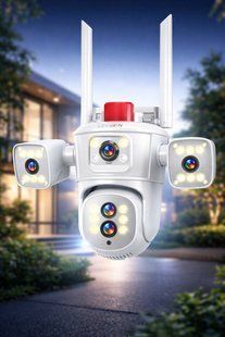Відеокамера 4G IP66 4G 12mp (JE-190-2) 4 екранні 360-градусні камери IP-камера чотири об'єктиви