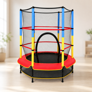 Детский батут 140см JumpFit, с сеткой Trampoline-04 / Батут 6 опор, внутренняя сетка