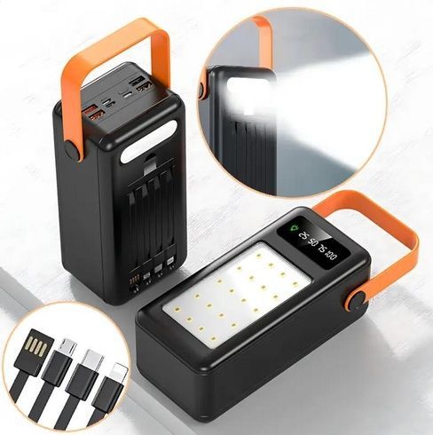 Портативная батарея наружная повербанк Power Bank 120000 mAh с солнечной панелью и фонариком YM-639CX