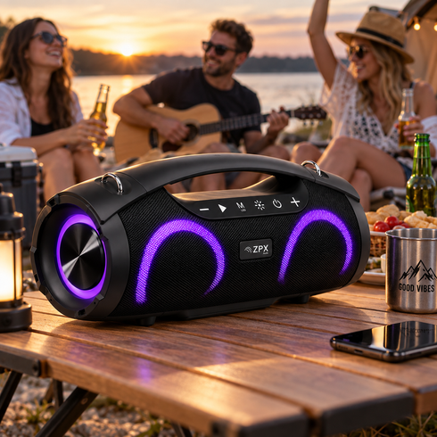 Акустическая система ZX-8821 Bluetooth 20 Вт 8" / Портативная колонка с LED-подсветкой TWS USB FM