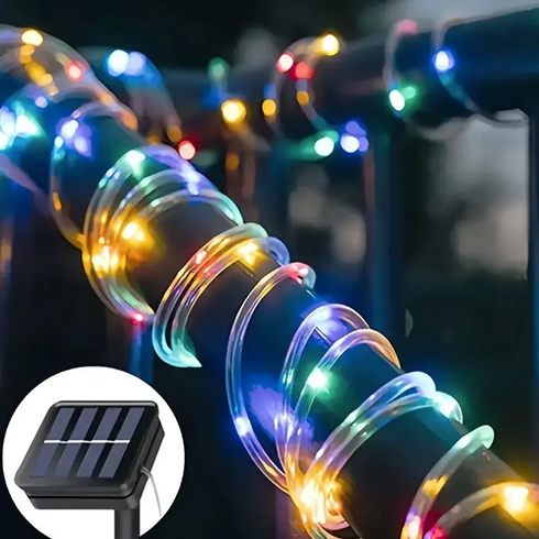 Светодиодная гирлянда "Трубка" 20м 200 LED солнечная батарея, разноцветная