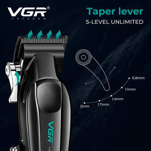 Аккумуляторная машинка для стрижки VGR V-662 GREEN, 7000 RPM, 6 насадок, LED дисплей