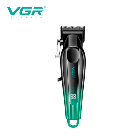 Аккумуляторная машинка для стрижки VGR V-662 GREEN, 7000 RPM, 6 насадок, LED дисплей