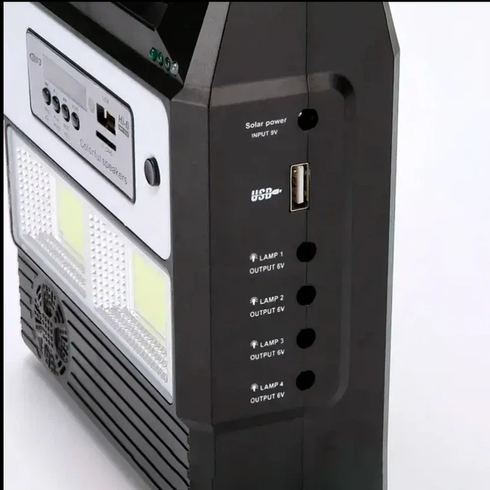 Портативна станція GDLight GD8216 Bluetooth/Power Bank на сонячній батареї з ліхтарем + 3 лампи