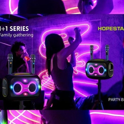Бездротова Bluetooth колонка HOPESTAR PARTYBOX, 120 ВТ із двома мікрофонами