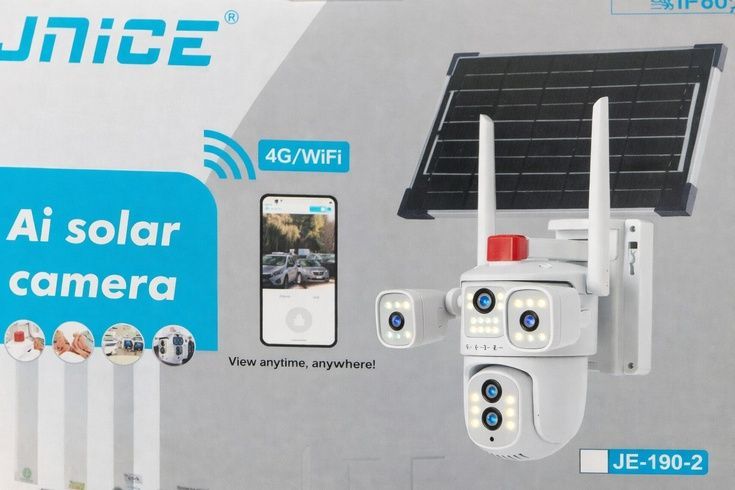 Відеокамера 4G IP66 4G 12mp (JE-190-2) 4 екранні 360-градусні камери IP-камера чотири об'єктиви