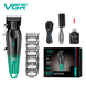Аккумуляторная машинка для стрижки VGR V-662 GREEN, 7000 RPM, 6 насадок, LED дисплей