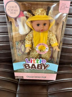 Кукла пупс говорящая с бутылочкой и салфетками Little Baby желтая Бемби