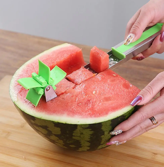 Пристрої для нарізки кавуна та дині SUNROZ Watermelon Slicer ніж-слайсер Зелений, Сріблястий