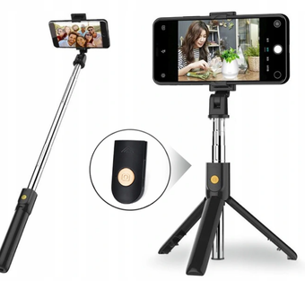 Монопод-трипод для селфі Selfie K22 + знімний Bluetooth пульт / палиця селфі з тринога К22 (Чорний)