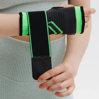 Спортивный бандаж кистевого сустава Wrist Support Sibote 9136 ортез эластичный бинт на кисть, Черно-зелёный