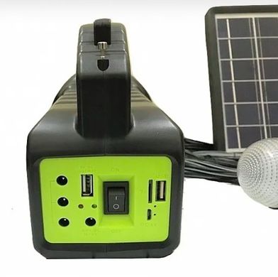 Портативная солнечная система GDLITE GD-2000А универсальная солнечная панель повербанк FM радио OK, Зелёный