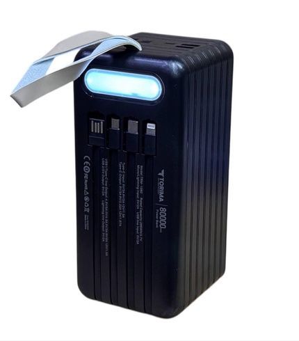 Повербанк Torima TRM-1080 22,5W / 80000 mAh, с фонариком, 3 кабели / Портативный аккумулятор / УМБ Power Bank