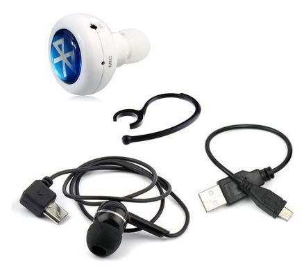 Беспроводные стерео наушники AirBeats Bluetooth mini 4.0 Stereo Headset White блютуз гарнитура, Чёрно - белый
