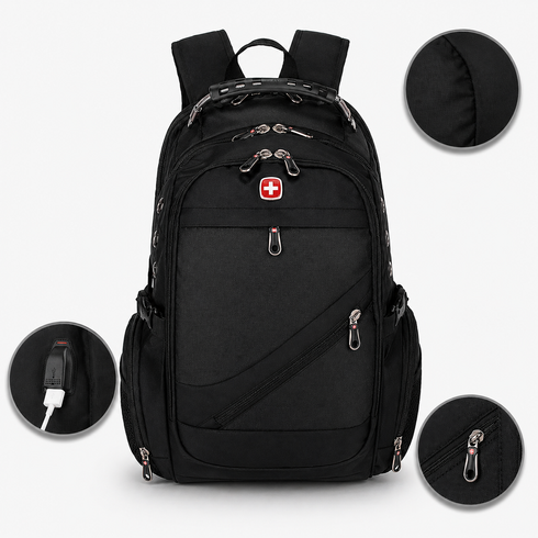 Рюкзак, швейцарский рюкзак, SwissGear 8810, туристический рюкзак, рюкзак для ноутбука Черный