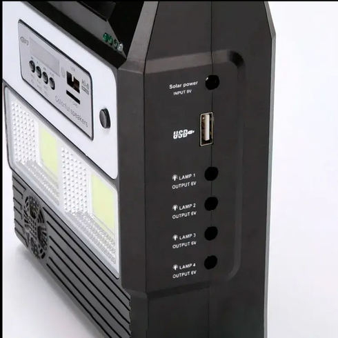 Портативна станція GDLight GD8216 Bluetooth/Power Bank на сонячній батареї з ліхтарем + 3 лампи