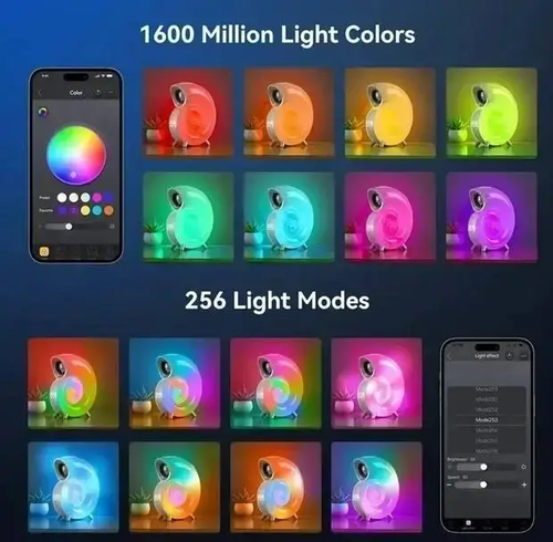 Бездротова розумна колонка нічник Равлик Conch Music Light 4 в 1 портативний RGB світильник з Bluetooth