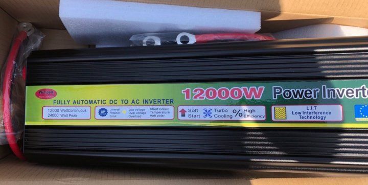 Преобразователь (инвертор) 12V-220V 12000W, Черный
