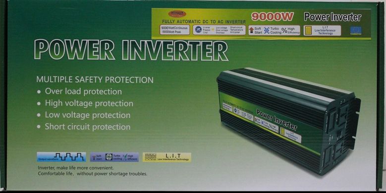 Перетворювач  POWER INVERTER 9000 W  12 V/220, Черный