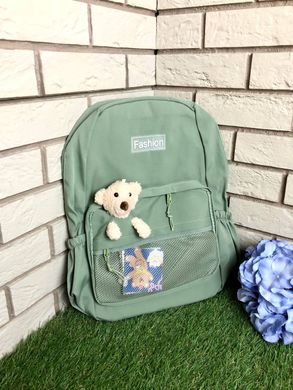 Шкільний з медведиком у кишені рюкзак стильний,спортивний,підлітковий рюкзак Блакитний