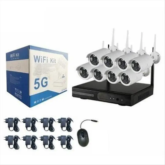 Комплект видеонаблюдения 8 камеры 5G WIFI KIT NVR Wi-Fi Набор из 8 шт, Белый