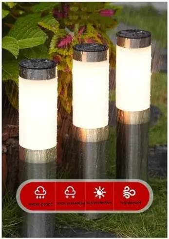 Светильники для газона Warm Solar Pillar Light / Светодиодный светильник на солнечной батарее / Уличные фонари-столбики Solar 2 шт