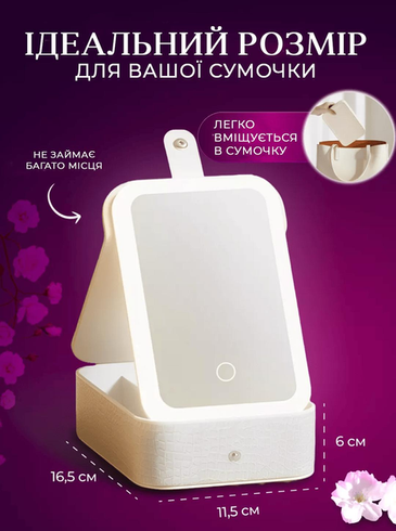 Косметичка з дзеркалом LED, Органайзер для зберігання косметики MSK-3364