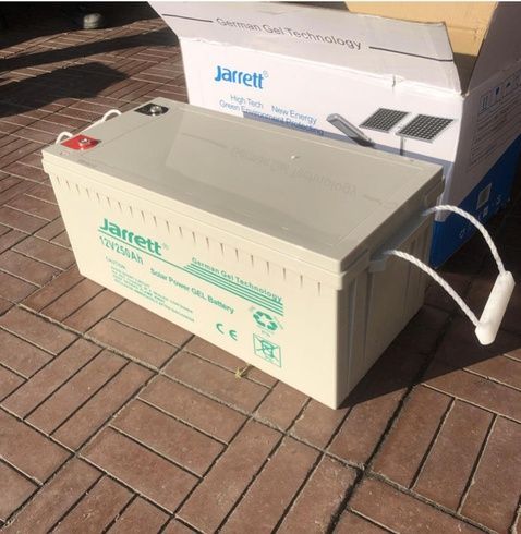 Гелевый аккумулятор 250 ампер 12V, 250Ah для котла Jarrett / Акумуляторна батарея для сонячних панелей, ДБЖ, серый