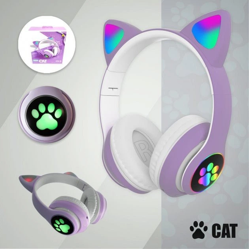 Бездротові навушники Cat STN-28 / Гарнітура з мікрофоном FM радіо Bluetooth фіолетовий