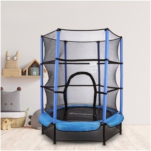 Батут детский для дома TILLY BT-RJ-0072 с защитной сеткой 140х160 см до 100 кг Синий