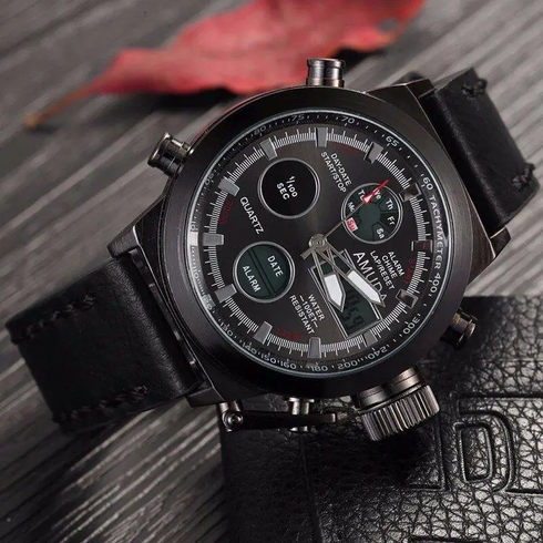Наручний чоловічий годинник AMST Watch / Армійський чоловічий годинник з підсвічуванням вологостійкий