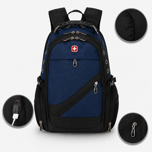 Рюкзак, швейцарский рюкзак, SwissGear 8810, туристический рюкзак, рюкзак для ноутбука Синий