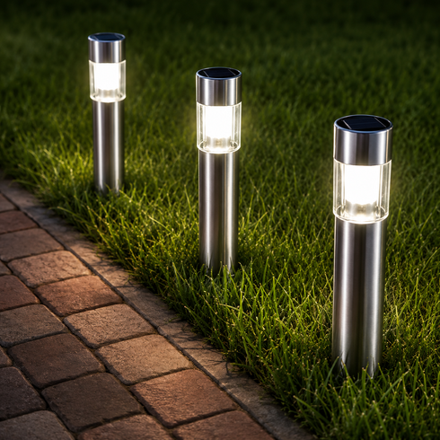 Светильники для газона Warm Solar Pillar Light / Светодиодный светильник на солнечной батарее / Уличные фонари-столбики Solar 2 шт