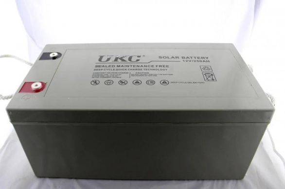 Гелевый аккумулятор 250 ампер 12V, 250Ah для котла Jarrett / Акумуляторна батарея для сонячних панелей, ДБЖ, серый
