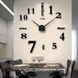 Большие настенные часы Horloge 3D DIY кварц 70 см, Серый