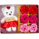 Подарочный набор с мишкой и розы с мылом в коробке