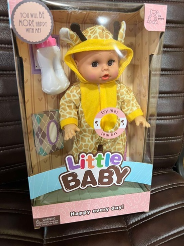 Лялька пупс, що розмовляє з пляшечкою та серветками Little Baby коричнева Ведмедик
