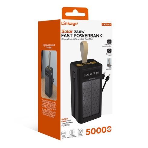 Батарея универсальная Linkage LKP-47  Solar 22.5W 50000mAh Black
