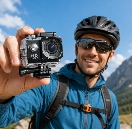 Экшн камера A7 FullHD, спортивная, влагозащита, с креплением 1080P MicroSD