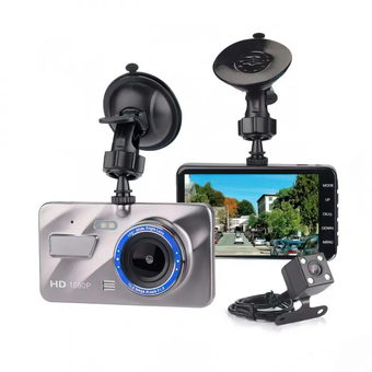 Видеорегистратор для автомобиля c задней камерой Dual Lens A10/F9/V2 Full HD 1080 H31 3,5 дюйма, Серебристый