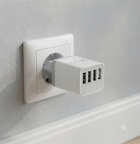 Адаптер Fast Charge 220v 4 USB D22 / Сетевое зарядное устройство с поддержкой быстрой зарядки