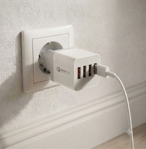 Адаптер Fast Charge 220v 4 USB D22 / Сетевое зарядное устройство с поддержкой быстрой зарядки