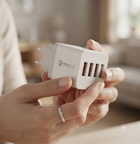 Адаптер Fast Charge 220v 4 USB D22 / Сетевое зарядное устройство с поддержкой быстрой зарядки