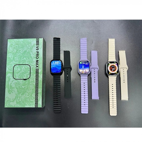 Многофункциональные наручные часы для женщин и мужчин с 2 ремешками V9 Pro Max Черные