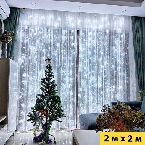 Гирлянда Светодиодная Штора Xmas 160 LED 2х2 м Белый USB