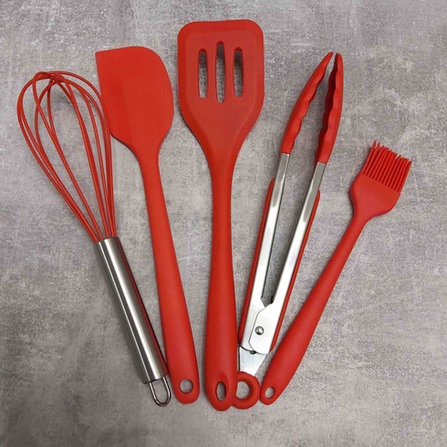 Набор кухонных принадлежностей силиконовый 5 предметов красный