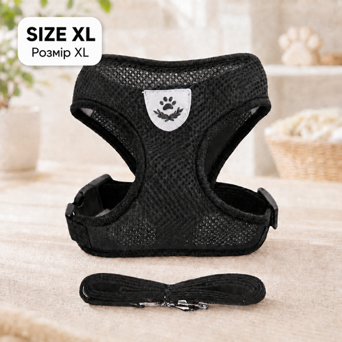 XL Сетчатая шлея-жилет с поводком для животных / Регулируемый нагрудник+поводок