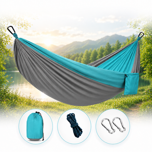 Гамак Travel hammock туристический /  Гамак-качели подвесной нейлоновый Серо-голубой
