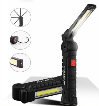 Аккумуляторный фонарь лампа светильник WORKLIGHT W-52 складной (от USB/с МАГНИТОМ/с КРЮЧКОМ), Черный